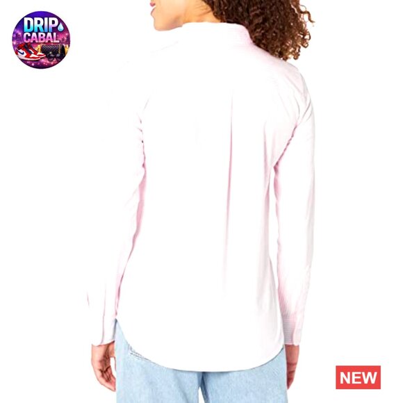 Long Sleeve Button Down Stretch Oxford Shirt Classic Preppy Chic Office Wear - Picture 2 of 7